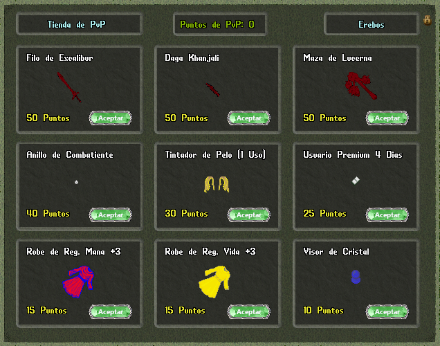 Tienda de Objetos de PvP